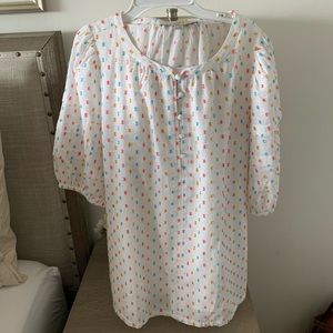 NWT LOFT WHITE COLORED DOT PUFF SLEEVE SHIRT SZ S